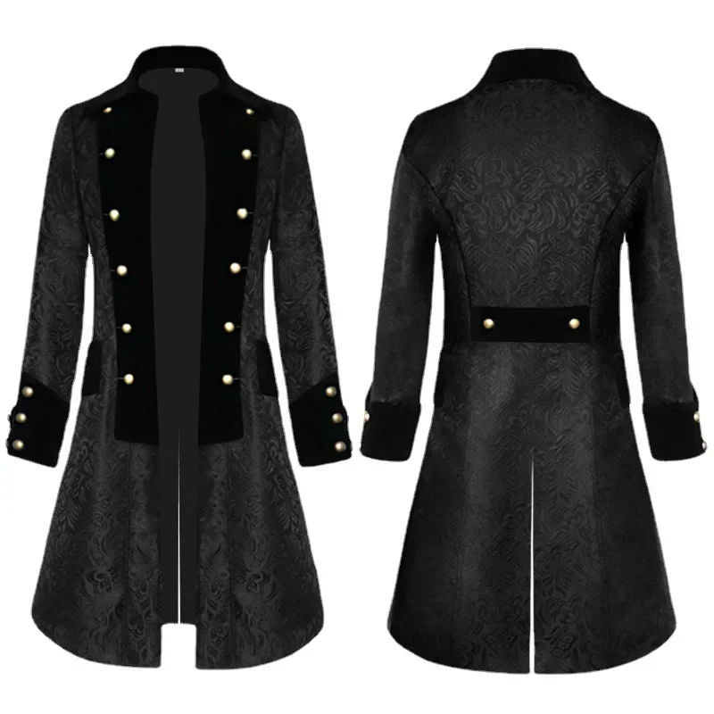

Medieval Men's Solid Color Jacquard Vintage Coat