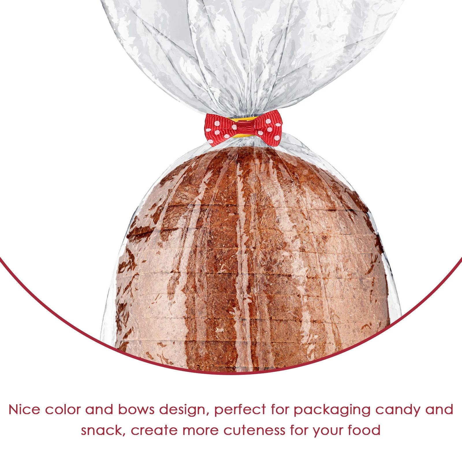 

100Pcs Food Bag Sealing Twist Ties Bows Polyester Bowknot Ties for Candy Snack Bag Packaging Party Wedding Decor