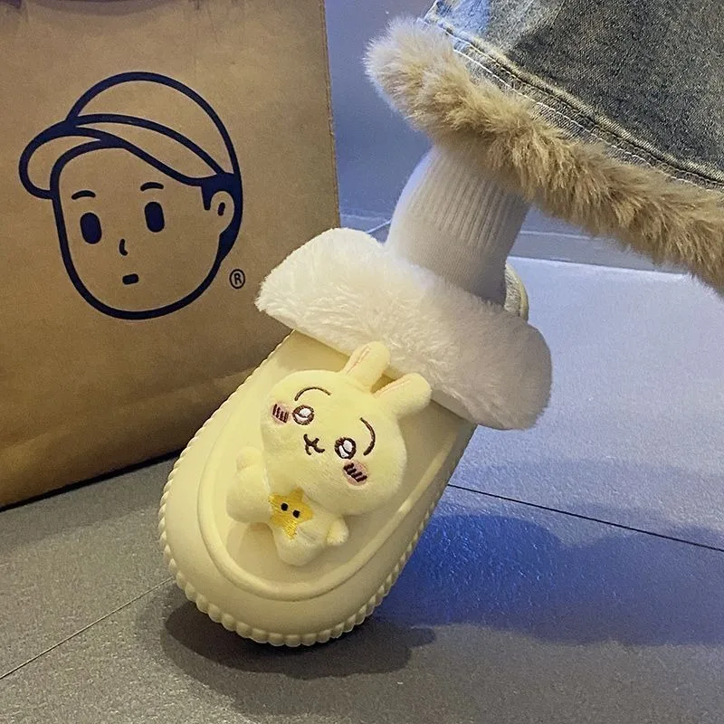 

Anime Cartoon Kawaii NEW Chiikawa Cotton Slippers Autumn and Winter Indoor Soft Bottom Removable Keep Warm Waterproof Thick Sole