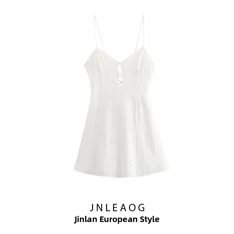 Vestido Corto Blanco sin Tirantes con Escote en V y Espalda Descubierta JNLEAOG, Moda Femenina, Nuevo Estilo Otoñal, Vestido ...