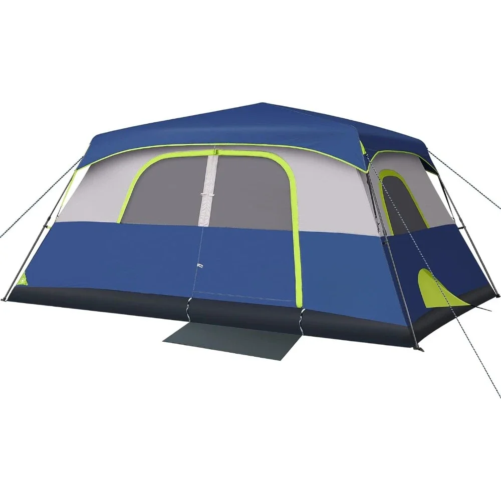 

8 person cabin camping tent set up within 60 seconds, equipped with rain flies and windproof tent, and carrying bag