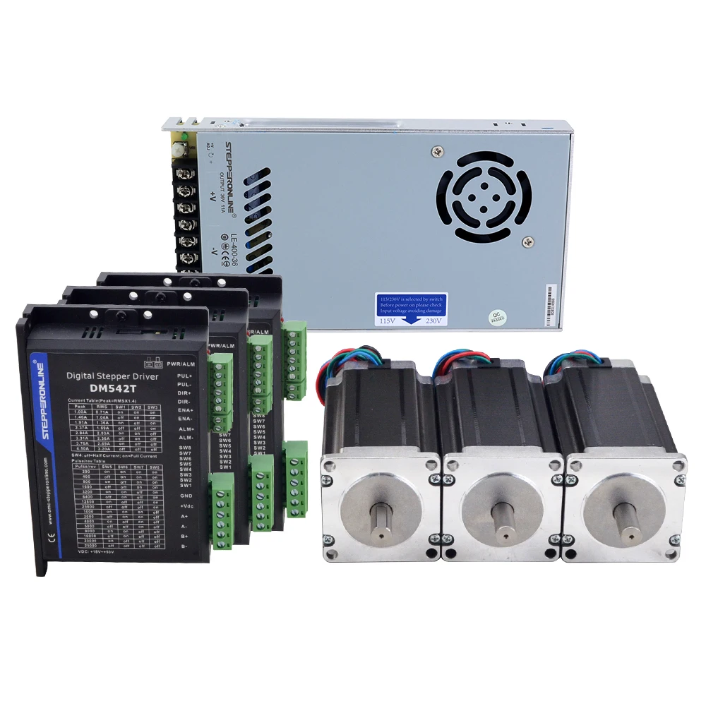 STEPPERONLINE 4/3 Axis 3Nm Nema23 Open Loop stappenmotor en stappenmotor driver DM542T & voeding CNC routerkit - afbeelding 2