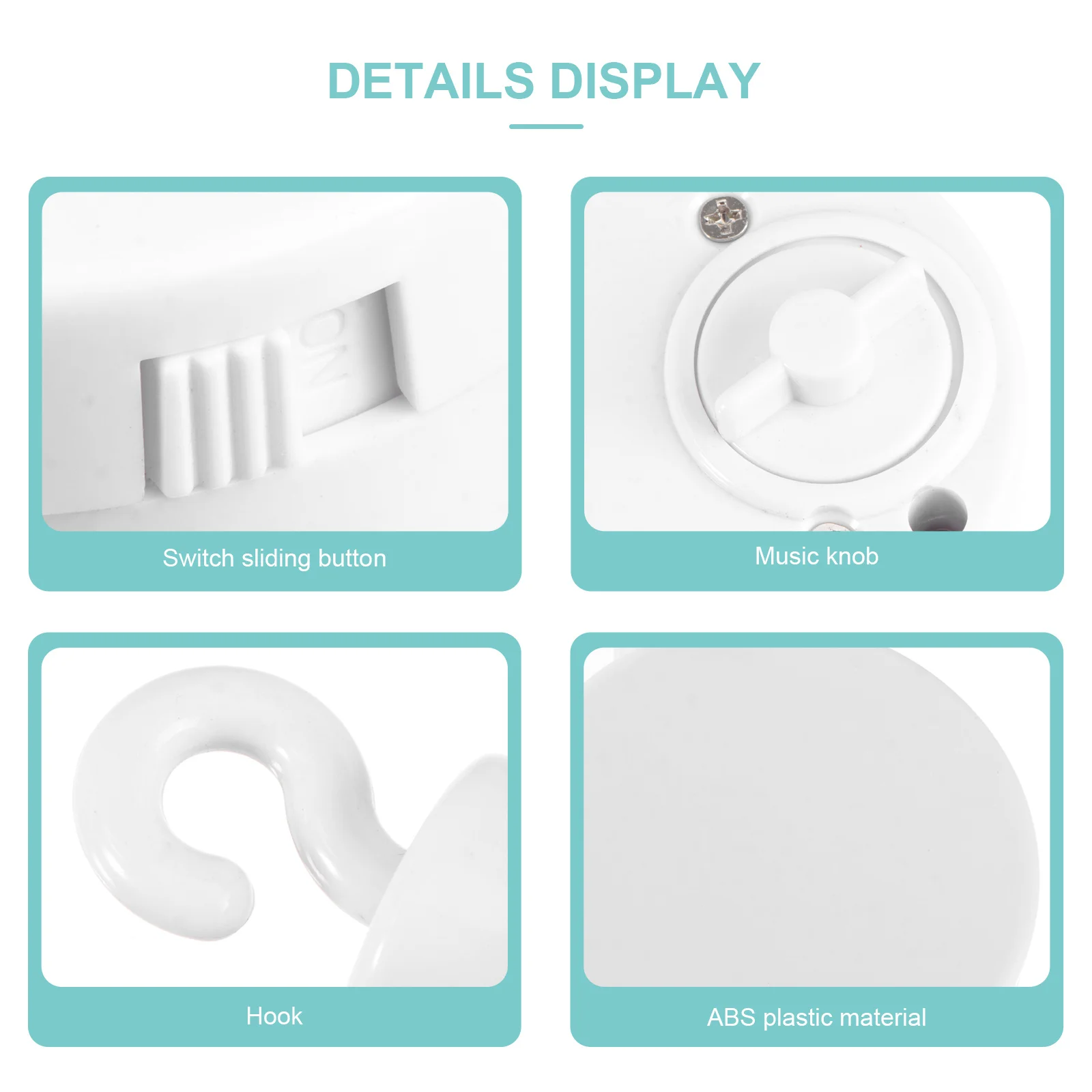 1Pcs Baby Musik Box Krippe Mobile Halter Weiß Kunststoff 8x3,5x3,5 cm Haken Dreht Pause bett Kindergarten Glocke Visuelle Auditive Entwicklung