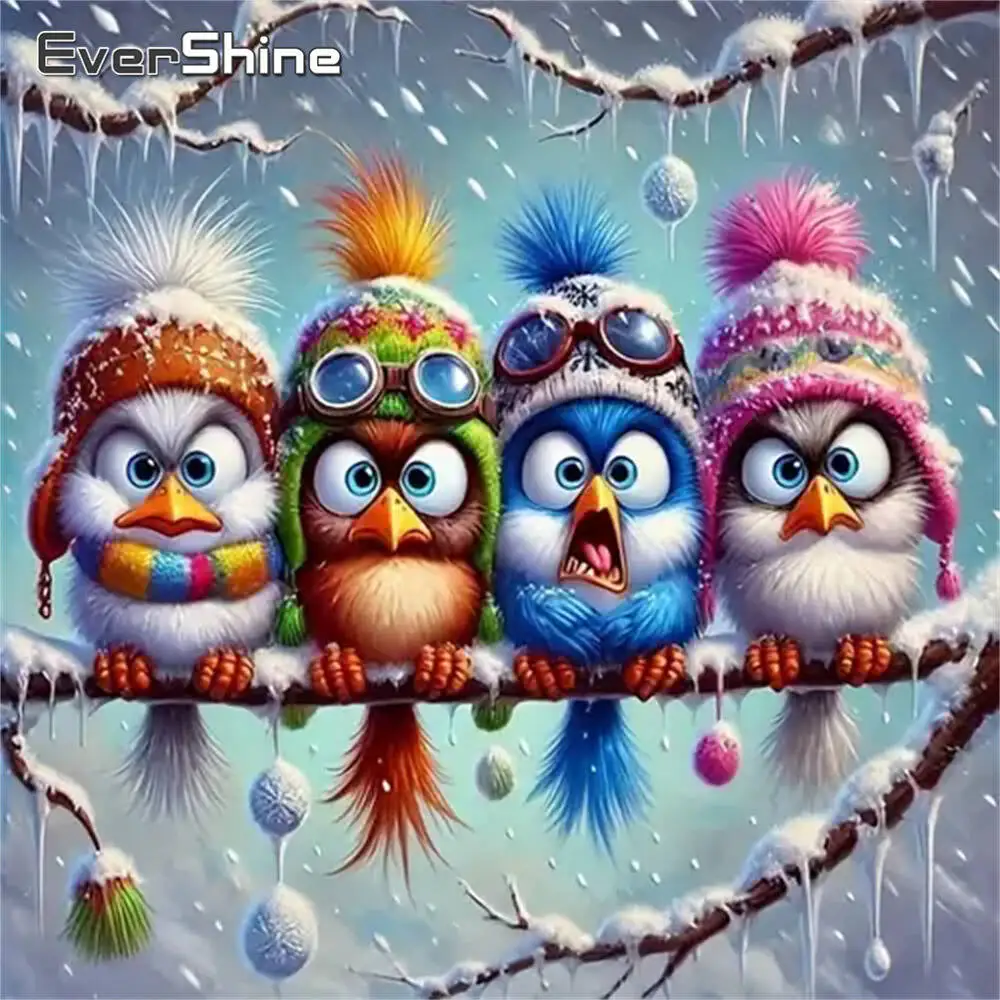 

Evershine Diamond Mosaic Bird Animal Winter Full Square Round Diamond Painting Cartoon DIY New Arrival Decor For Home