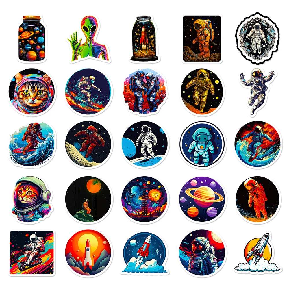 10/30/50Pcs Cool Graffiti Astronaut Stickers Outer Space Cartoon Anime Decals DIY Skateboard Fridge Phone Waterproof Sticker Toy