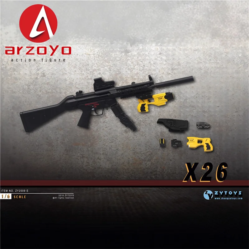 ZYTOYS ZY2009E 1/6 escala X26 pistola negro amarillo modelo de pistola accesorios para muñeco de cuerpo de figura de acción soldado de 12"