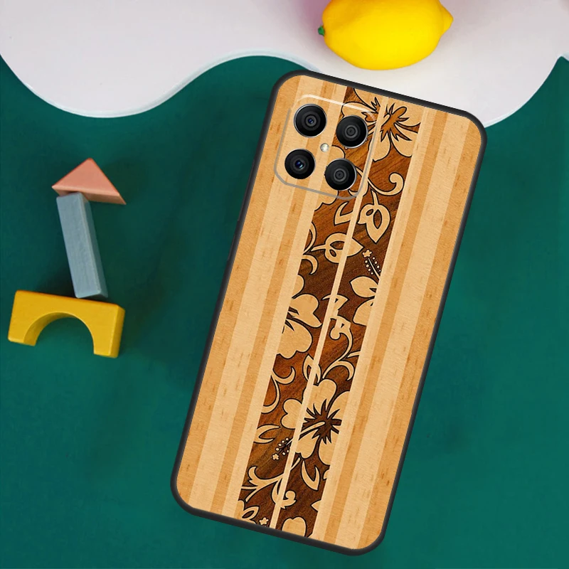 Hawaiian Faux Wood Surfboard Case For Honor Magic 7 Lite 5 6 Honor 200 Pro 50 70 90 Lite X9a X8a X8 X9 X8b X9c X9b Cover