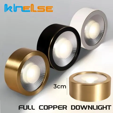 눈부심 방지 구리 LED 천장 Downlights 레트로 6W/8W/10W 표면 탑재 복도 램프 거실 침실 자리 조명기구