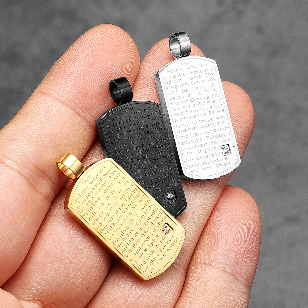 Colliers avec pierres précieuses de la Bible en acier inoxydable pour hommes, pendentif chaîne Punk HipHop pour femmes, bijoux à la mode, cadeaux, vente en gros, livraison directe