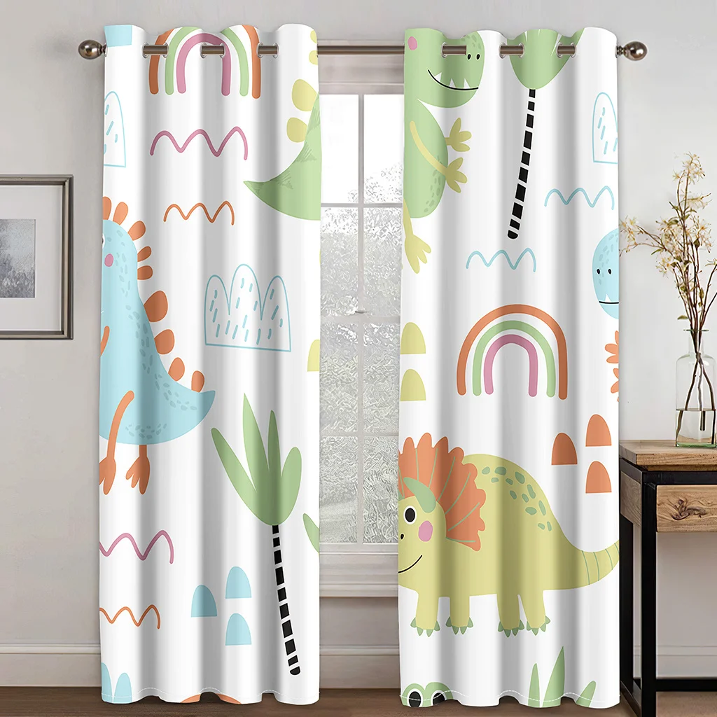 

Cute Dinosaur Rainbow Pattern Curtains 2 Panels Kids Room Window Drapes Nursery Bedroom Baby Room Decor