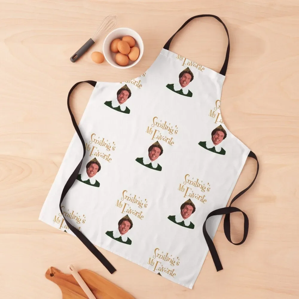 

Buddy The Elf - Smiling My Favorite Apron Woman Kitchens Camping Restaurant Teacher Apron