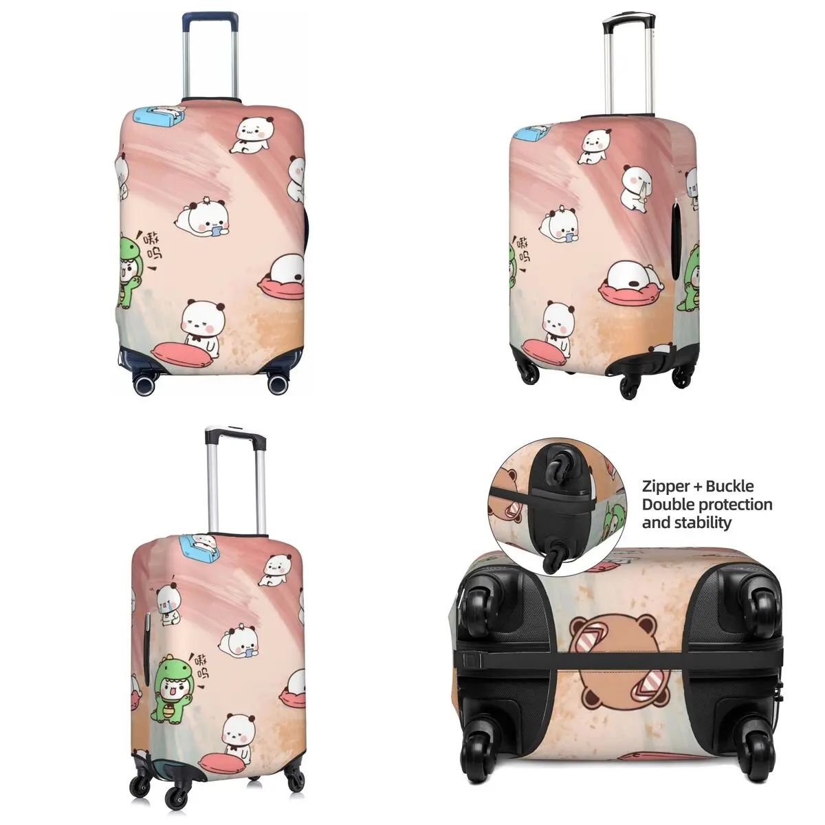 Bubu Dudu Cute Cartoon Bear Suitcase Cover Holiday Elastic Luggage Supplies Cruise Trip Protector