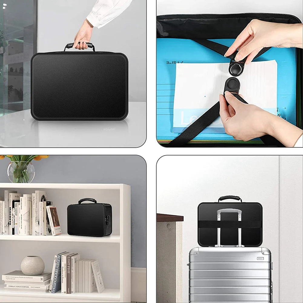 

2X Organizer Bag Fireproof Document Bag With Lock Portable Filing Storage Box Holder For Document File Passport