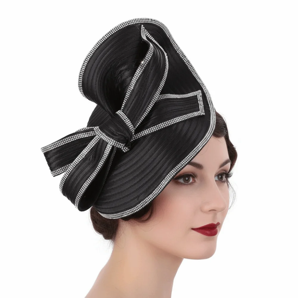 Retro Exquisiter Vintage Fascinator Hut Eleganter Süßer Braut-Kopfschmuck Schleifenknoten Haarband Formeller Hut Kentucky Kopfbedeckung Hochzeitshut – Detail 9
