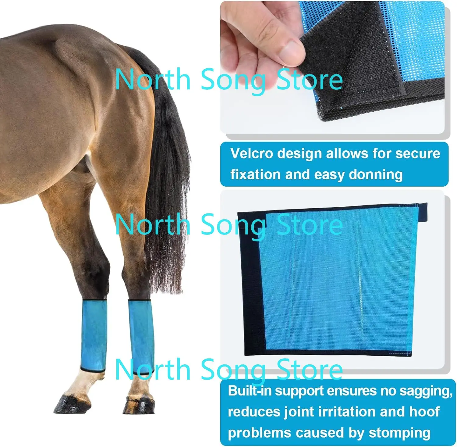 Breathable Horse Boots Leg Wraps & Horse Fly Mask, Horse Supplies for Preventing Flies and Mosquitoes Bites