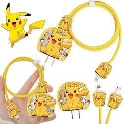 Pikachu 3D Soft Silicone Charger Case for Iphone 16 15 14 13 Pro 18w 20w Charger Head Protective Sleeve Cable Protection Cover