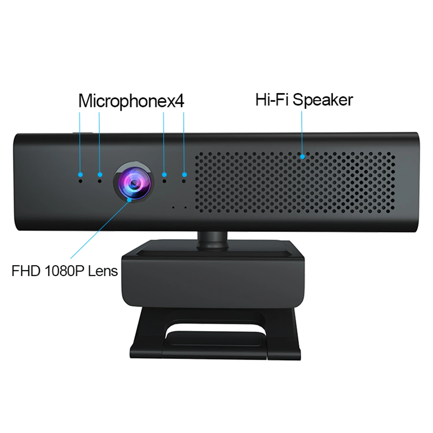 2MP 1080P 3in1 Altoparlante omnidirezionale Webcam USB per videoconferenze Insegnamento online Boardcast Video Fotocamera digitale Web Cam