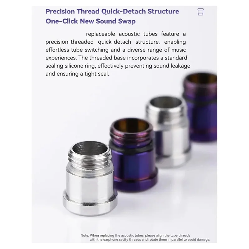 ABMF - Kompatybilne z Nx8 IEMS dysze akustyczne z gwintem M5x0.5 do regulacji dźwięku, zestaw rurek do słuchawek wykonanych ze stopu tytanu i stali nierdzewnej