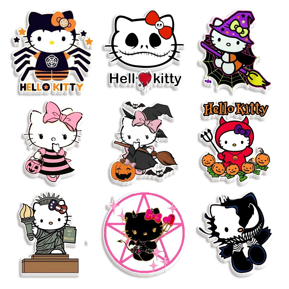 Mini 10 sztuk/partia Sanrio Halloween Hello Kitty płaska żywica akrylowa niestandardowa kokardka do włosów