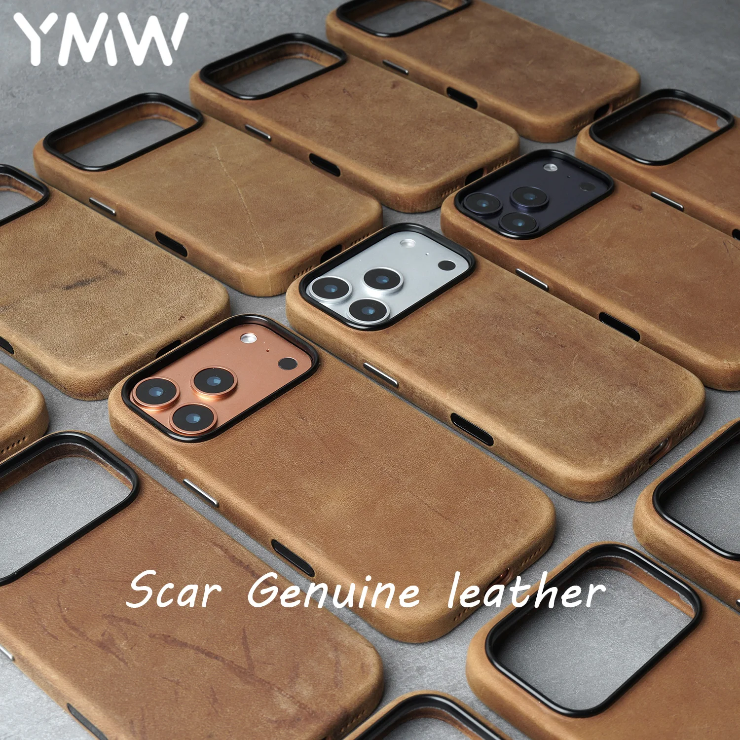 

Чехол YMW Scars Crazy Horse из натуральной кожи для iPhone 17 Pro Max 16 15 14, магнитный чехол для телефона из искусственной кожи с морозовой воловьей кожей