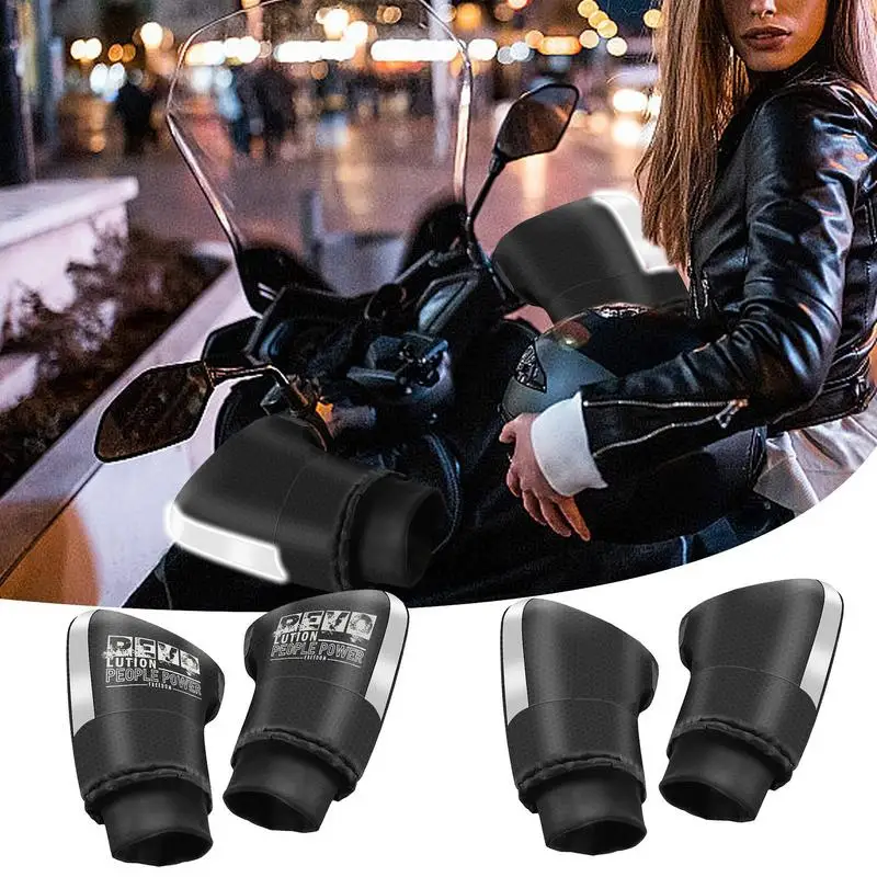 Motorcycle Handlebar Muffs Protective Motorcycle Scooter Thick Warm Grip Handle Bar Muff Rainproof Winter Warmer Gloves