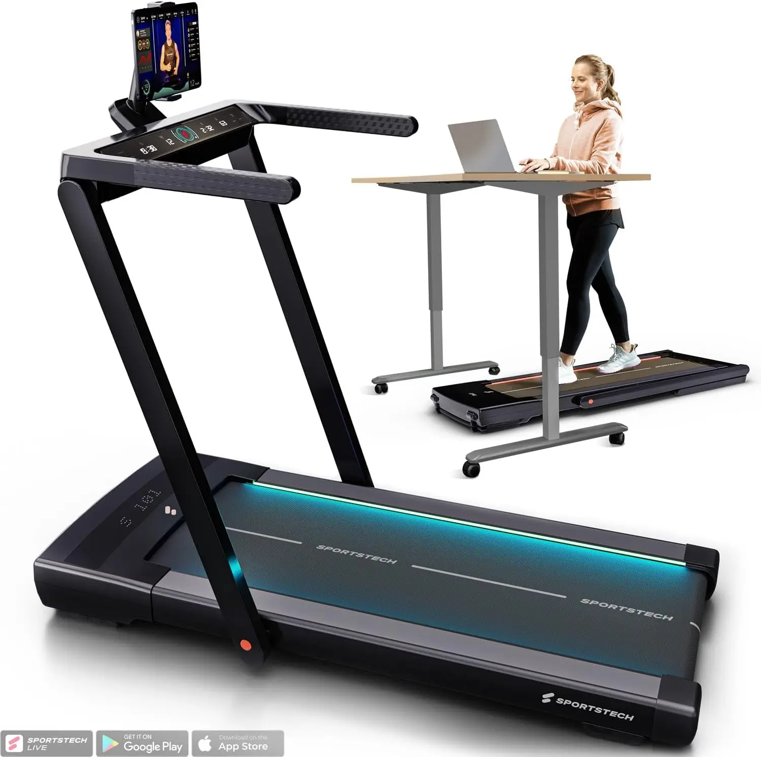 Treadmill  Walking Pad Under Desk for Home Office | Remote Control + App | Easy Convertible Treadmills, Premium Fitness Workout