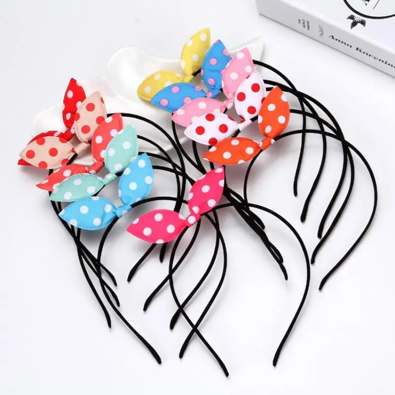 2Pcs Cute Toddler Girls Metal Headbands Big Bows Flower Dot Print Hairbands for Baby Shower Gift Party Wear
