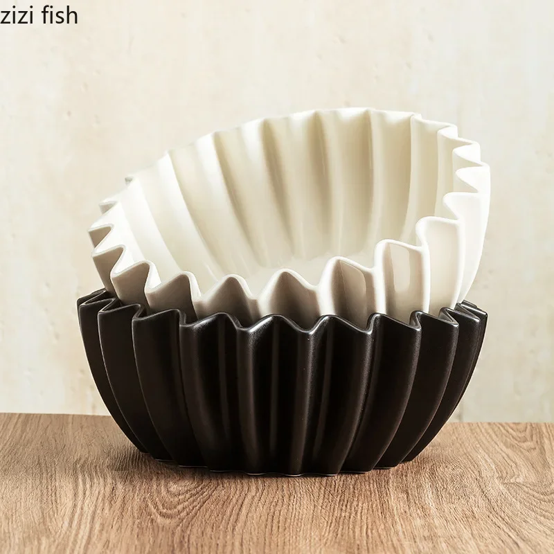 Wave Edge Ceramic Plate Salad Plate Double Layer Insulation Plate Dessert Dish Pasta Dish Molecular Cuisine Kitchen Tableware
