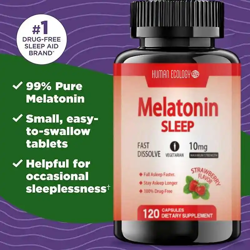 Melatonin 10mg 120 Capsules Pure 10mg Per Serving NonGMO GlutenFree