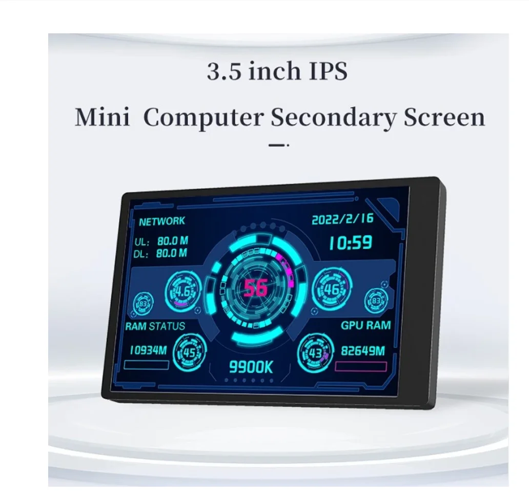 Xuan Fang 3.5 Inch IPS Type-C Secondary Screen Computer CPU GPU RAM HDD MonitorUSB Display For Freely AIDA64 mini monitor