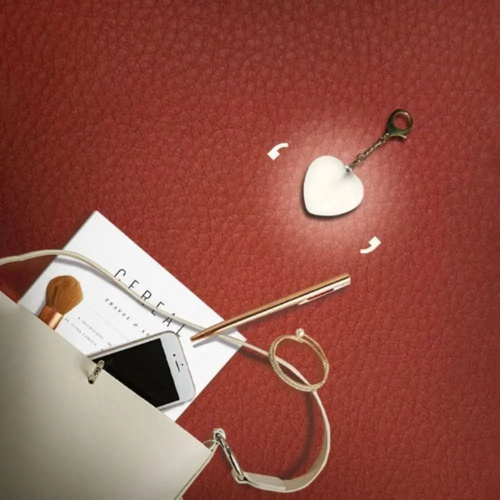 

USB C Rechargeable Heart Shape Keychain Light Keychain Clip Heart Shaped Mini LED Bag Light Touch Switch LED Light