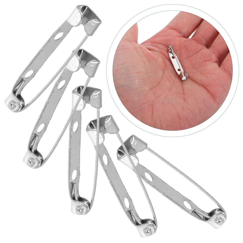 

60pcs Silverplated Metal Back Pins Sturdy Brooch Locking Safety Clasp Catch Jewelry Making DIY Crafts Accessories