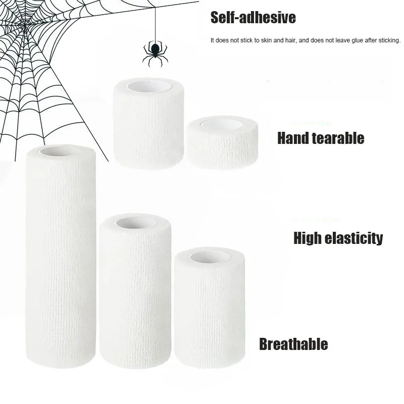 10Rolls Halloween Mummy Bandage White Elastic Bandages Self Adhesive Bandage Self Adhesive Bandage Wrap Stretch Cosplay Bandages