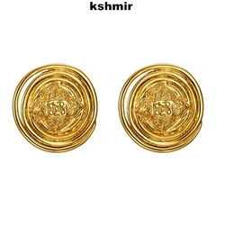 kshmir Retro metal button stud female fashion temperament female round earrings ear accessories
