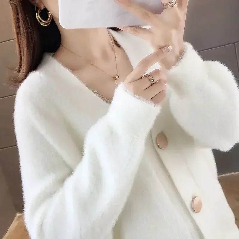 Sweaters Women Loose Comfortable Simple Warm All-match Elegant Knitted Wear Cardigan Long Sleeve Autumn V-Neck Ulzzang New Chic