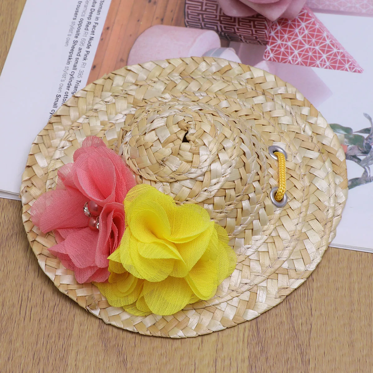 

Pet Straw Hat Lightweight Safe Unique Decoration Cooling Brim Cat Dog Sun Hat Summer SmallFunny Dog Straw Cap Visor Adjustable