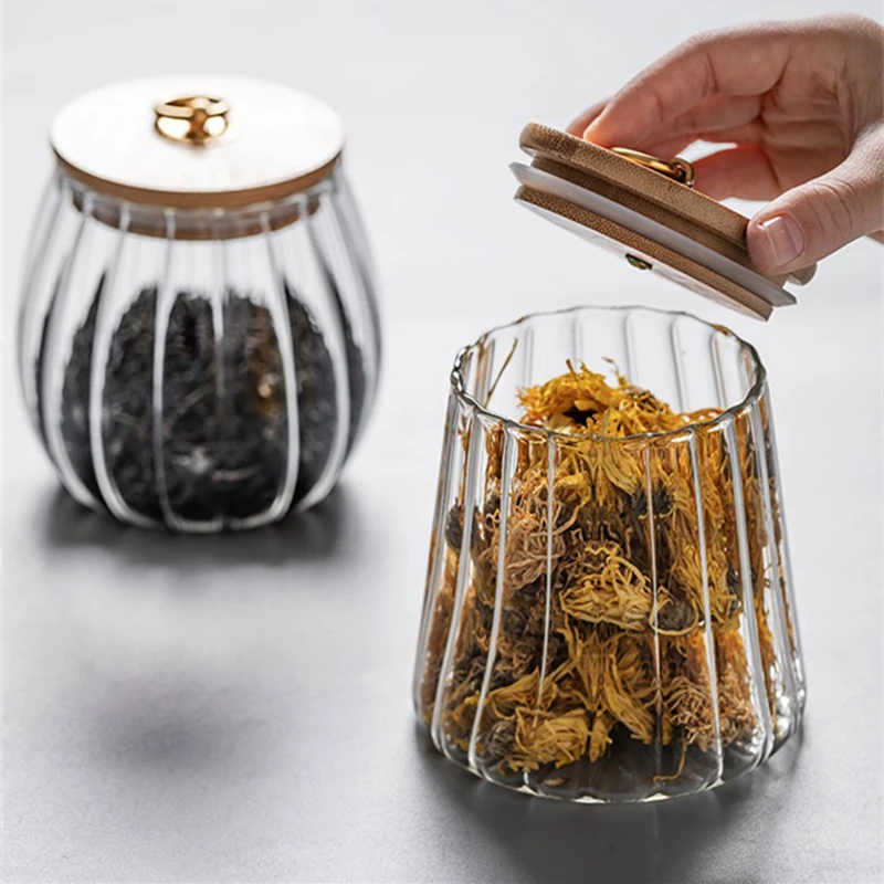 Food Container Glass Jar with Sealed Lid Storage Jar Grains Cookie Coffee Tea Candy Storage Bottle Jars Kitchen Storage Canister