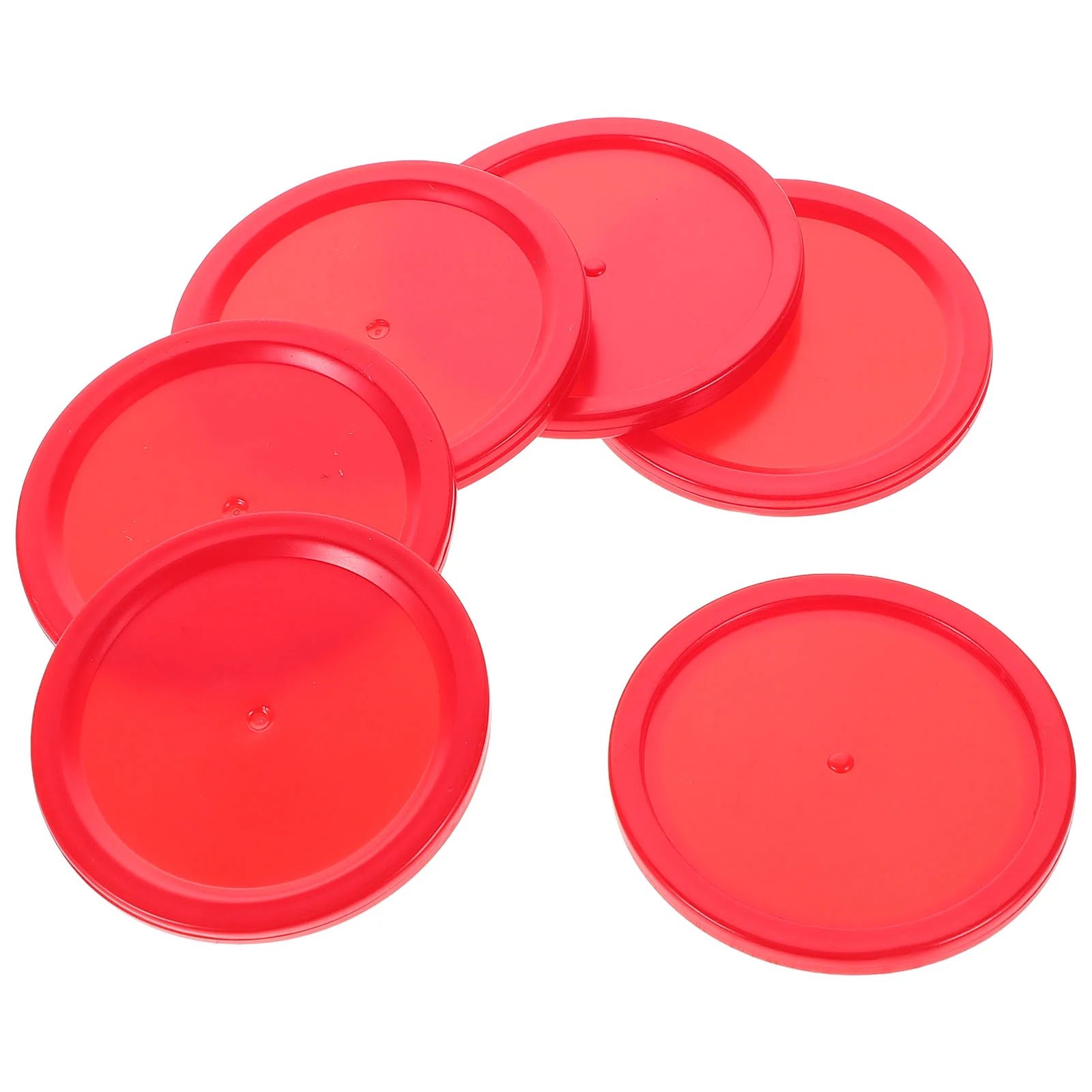 6 Pcs Hockey Table Plastic Accessories Desktop Ice Stable Pucks Replacement Round Game Supplies Red