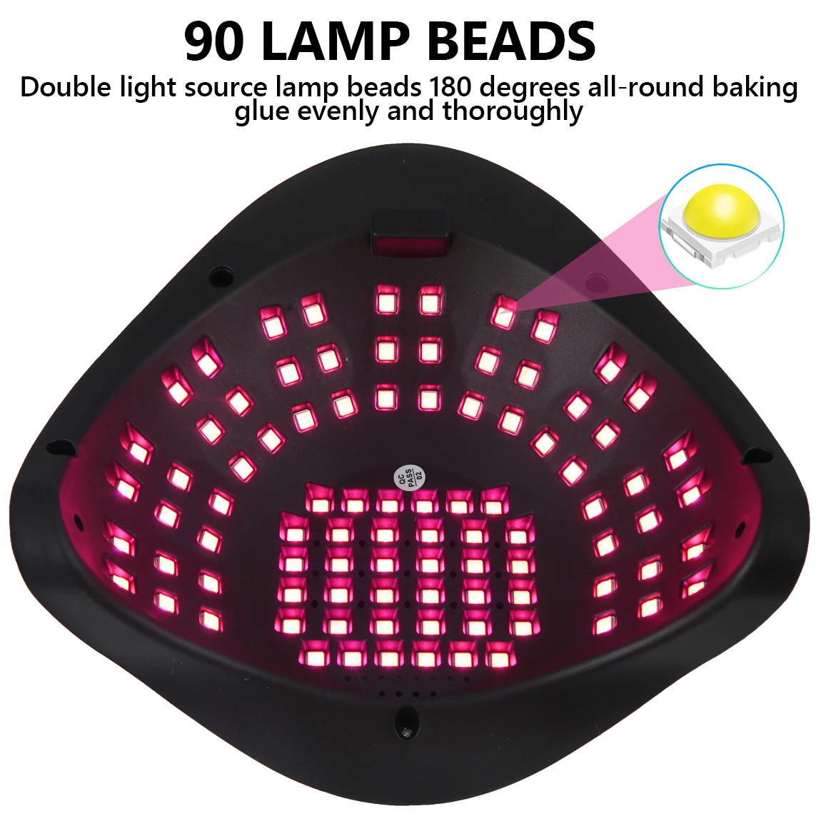 مجفف أظافر احترافي 90 خرزة مصباح بالأشعة فوق البنفسجية/LED مع شاشة عرض، 4 أنواع من أدوات علاج الأظافر سريعة الجل