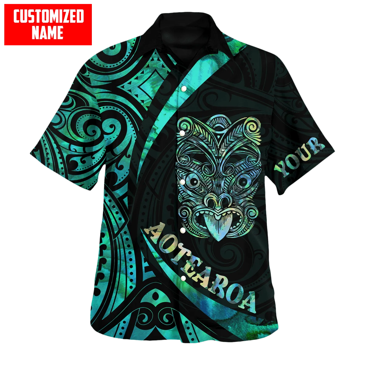 Aotearoa Lizard Couple Maori Fern Shirts Beach Hawaiian Shirt Men Short Sleeve Shirt Men Shirts 2023 Oversized 5XL Chemise Homme