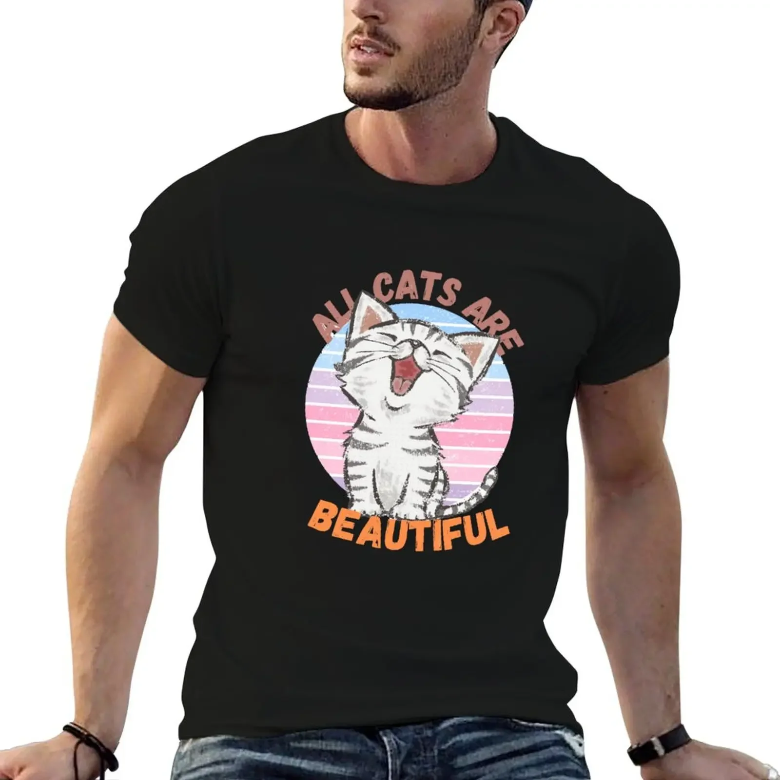 

All Cats Are Beautiful - Cute, ACAB, Meme, Punk T-Shirt Aesthetic clothing Blouse anime clothes mens white t shirts