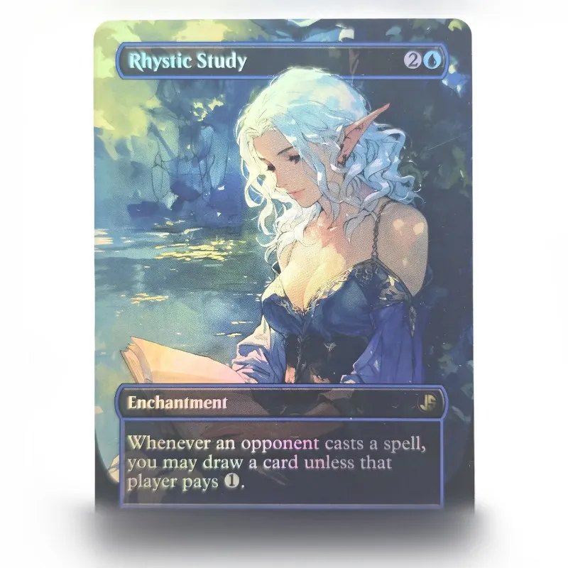 

Коллекционные карты Magic: The Gathering — Proxy TCG: Waifu Rhystic Study # 01 Фольга - Коллекционная игровая карта Alternative Custom Art Enchantment