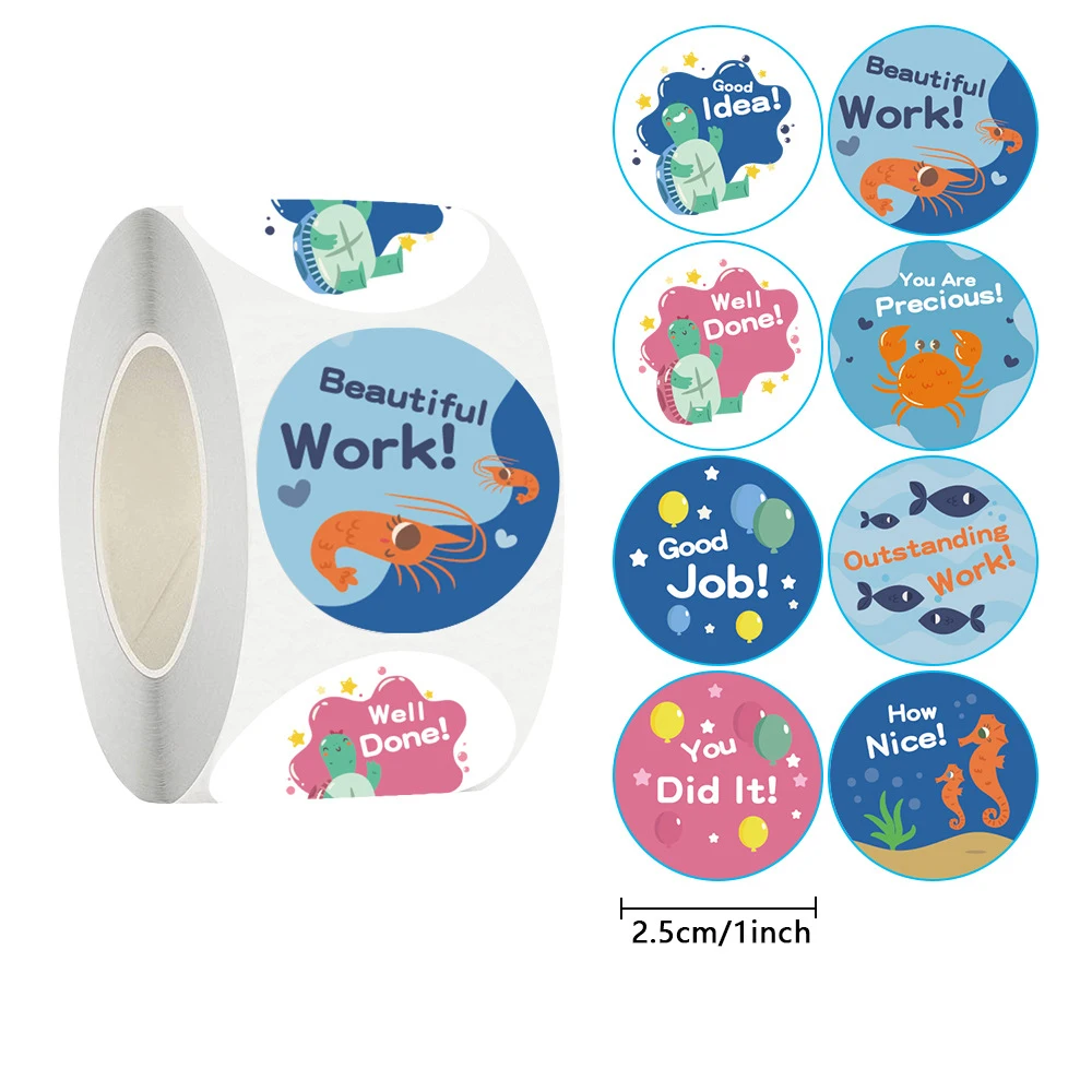 100-500pcs Children's Reward Stickers Cartoon Animal Stickers Stickers for Teachers To Encourage Students Reward Stickers 1 Inch