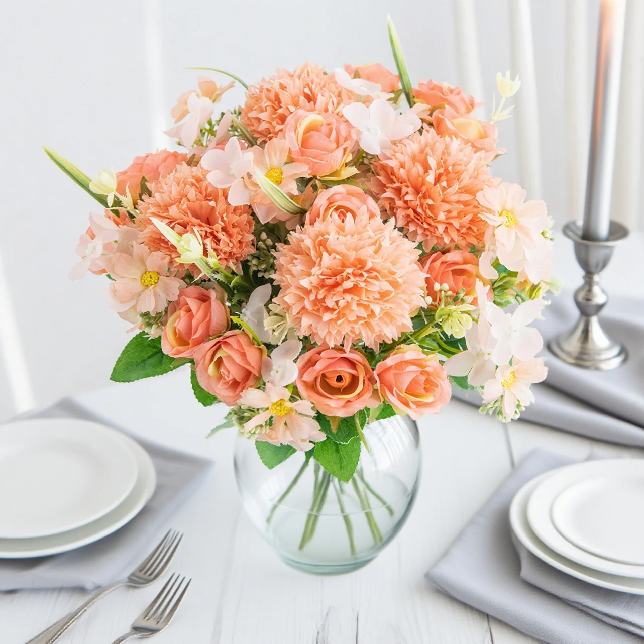 Ramo de Rosas Artificiales de Seda para Boda, Decoración para el Hogar, Mesa, Festivales, Jarrón, Ramo de Novia, Jardín, Manualidades, Regalos Hechos a Mano