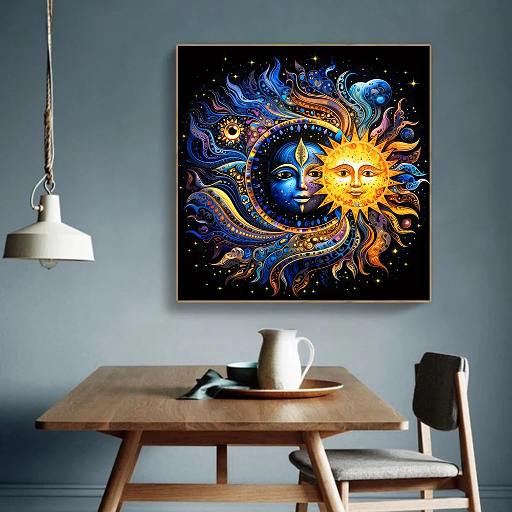 Huacan Diamond Painting Sun Cross Stitch Kit Diamond Embroidery Cartoon Mosaic Picture Of Rhinestones Handmade Gift