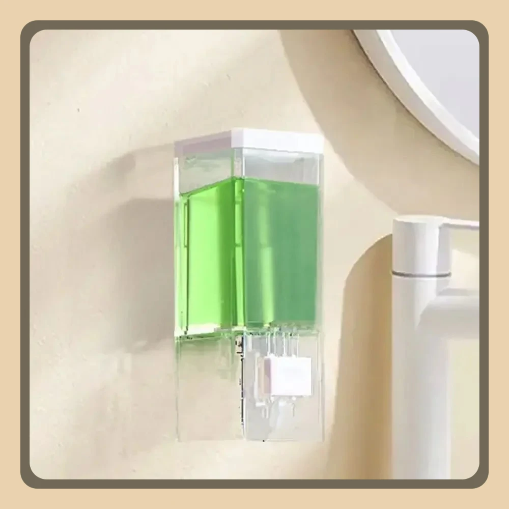 موزع صابون يدوي غير مثقوب يُثبت على الحائط، زجاجة مطهرة بدون أثر، موزع صابون شفاف للحمام