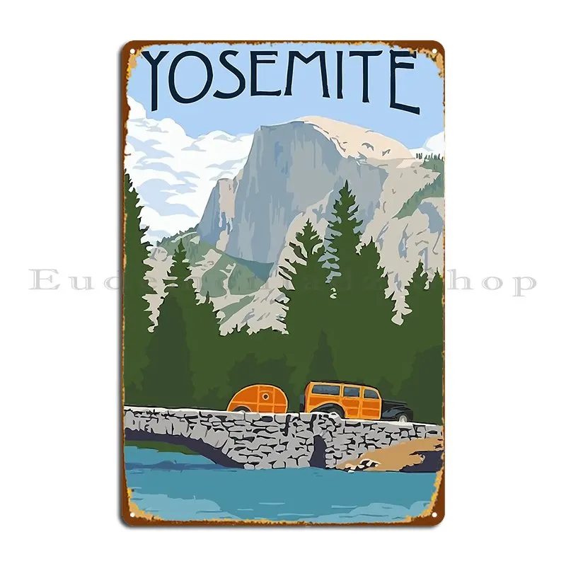 Vintage Yosemite Merced River Travel Metal Signs Design Design Funny Pub Classic Tin Sign Poster