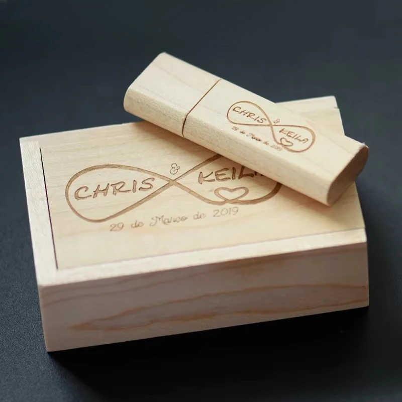 Chiavetta USB in legno da 64 GB con logo personalizzato gratuito Chiavetta USB da 32 GB in acero Regalo di nozze Memory Stick Disco U in bambù da 16 GB Archiviazione esterna da 8 GB