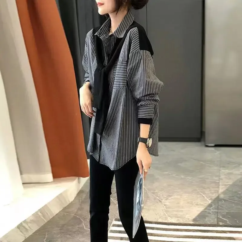 Chiffon V Neck Woman Top Full Long Sleeve Shirts & Blouses For Women Korea Stylish Economic With Premium Vintage Basic Xl