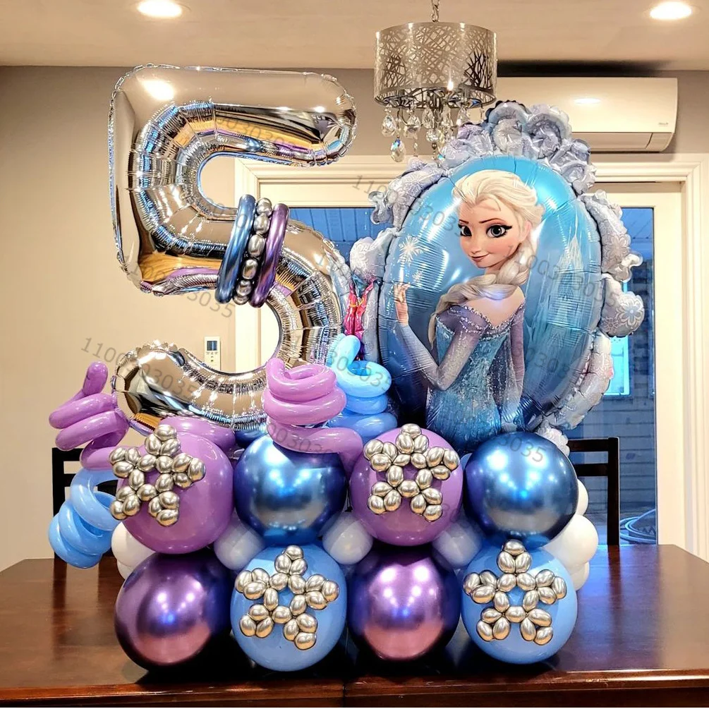 

42pcs Frozen Elsa Theme Party Balloons Chain Set Kids Girls Birthday Decorations 32" Number Foil Ball 3 4 5th Globos Supply